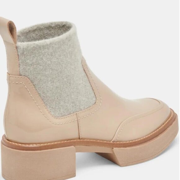 NEW DOLCE VITA Patent Leather Wide Saline H2o Booties in dune for women 925 3t2 - Picture 6 of 11